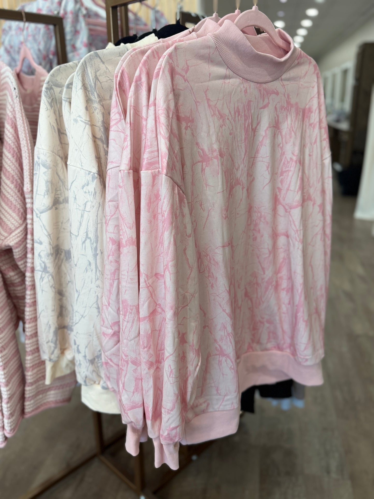 Pink Camo Mock Neck
