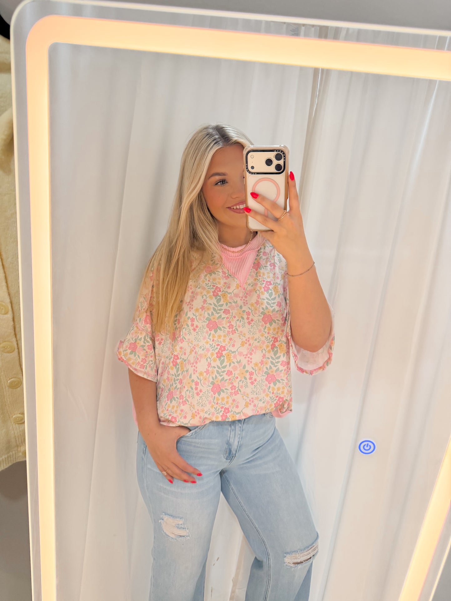Oversized Flutter Sleeve Floral Top