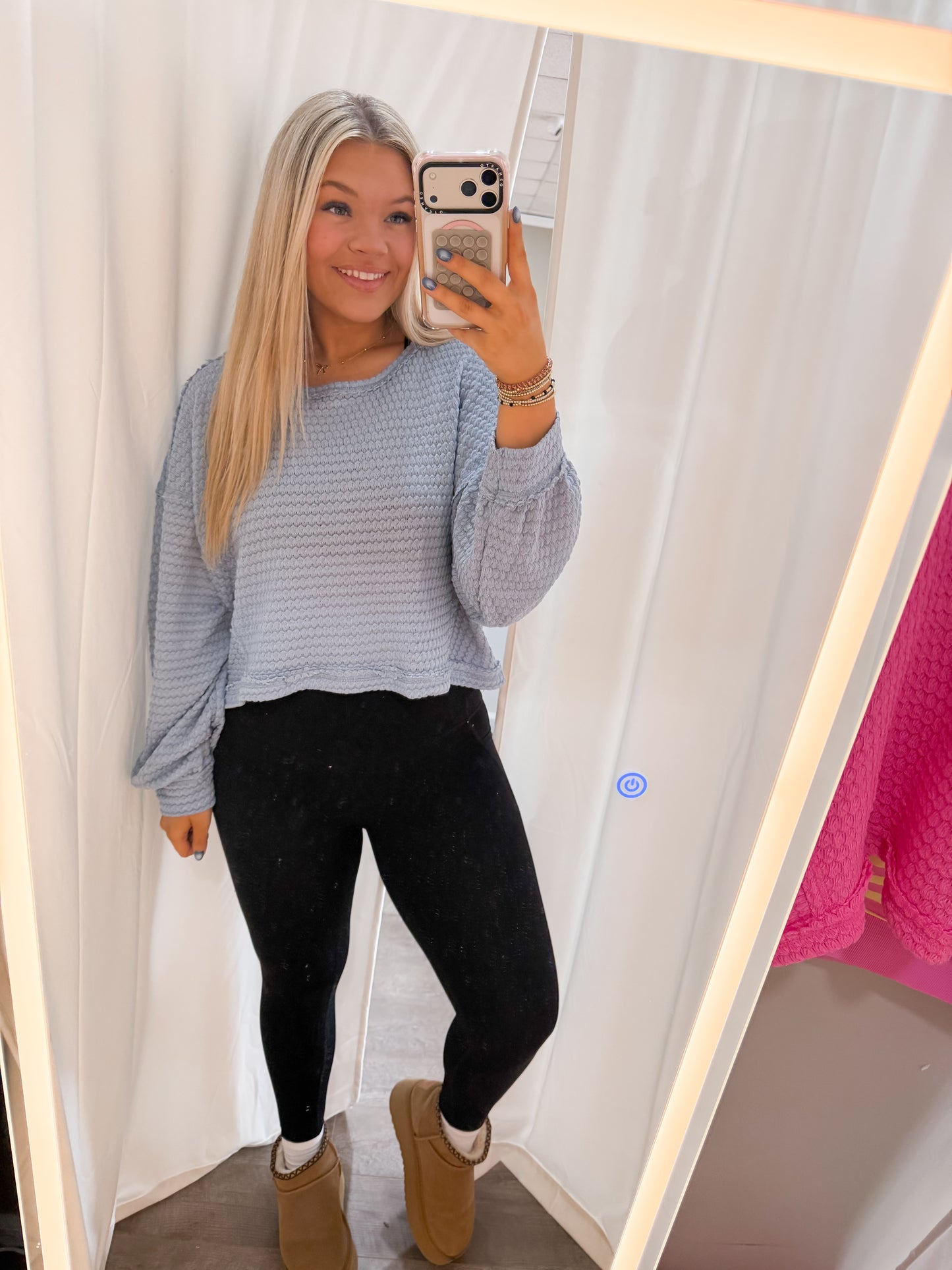 Blue Waffle Sweater