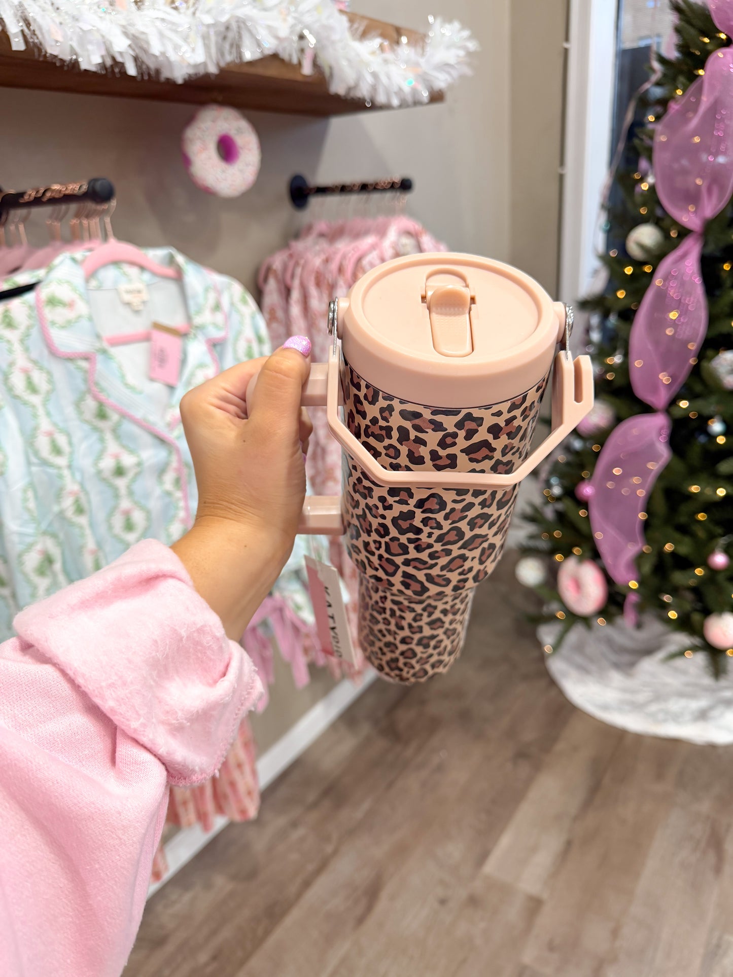 Leopard Tumbler with Handle