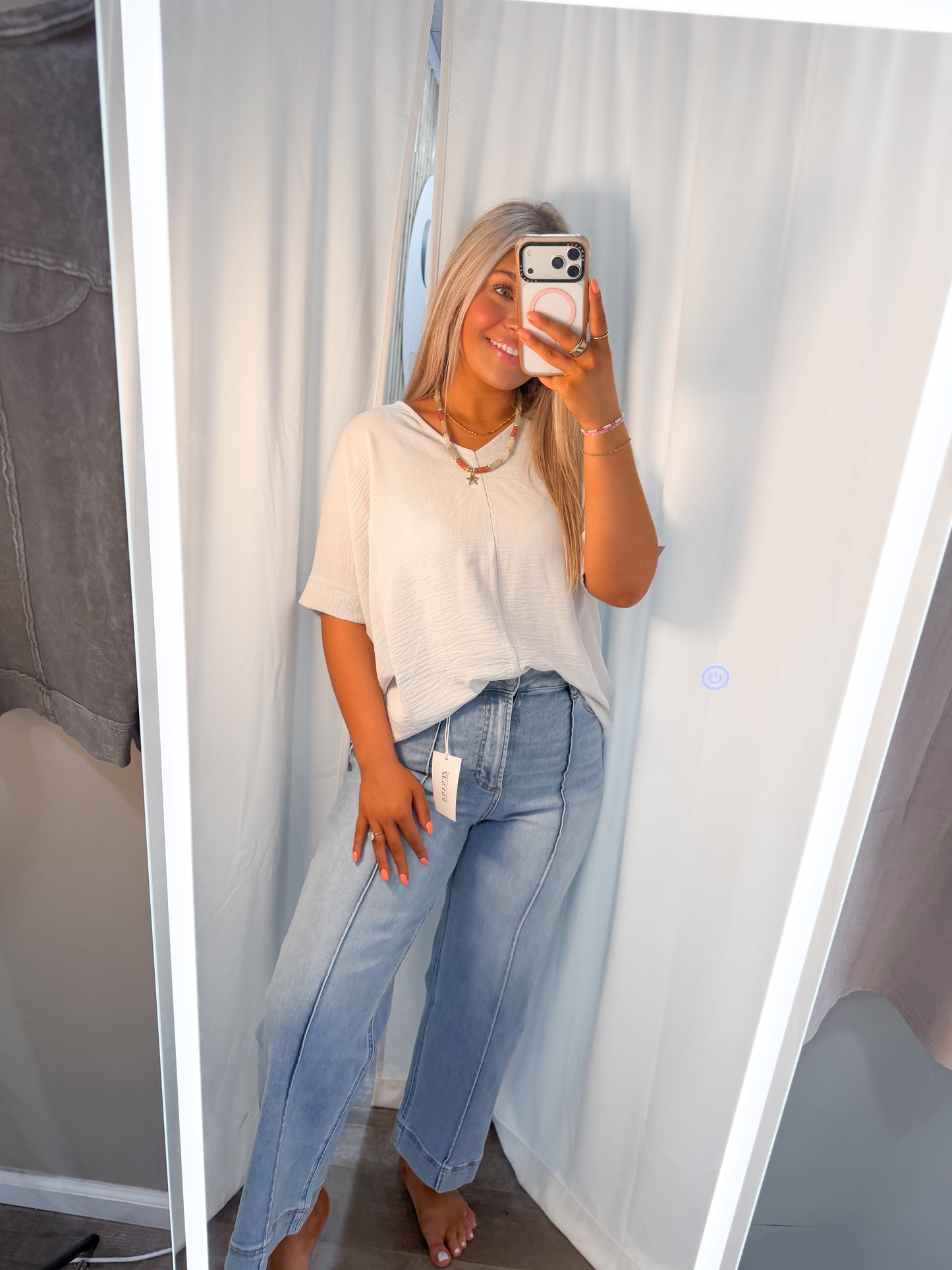 Woven Sleet V-Neck Top
