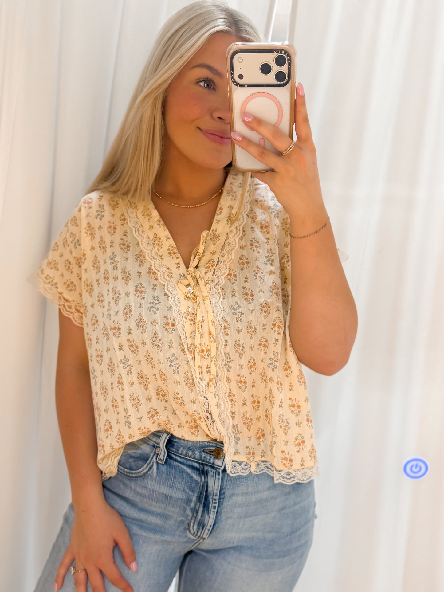 Floral Lace Tie Top