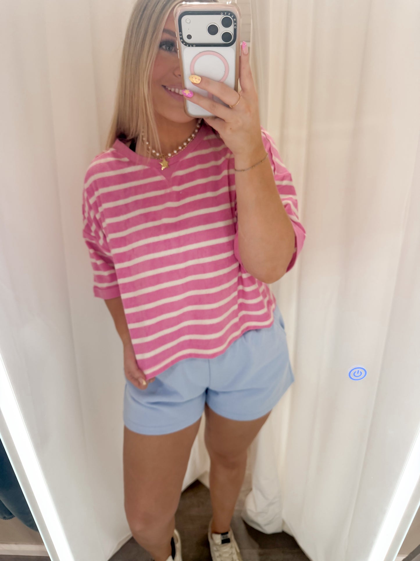 Pretty in pink striped tee