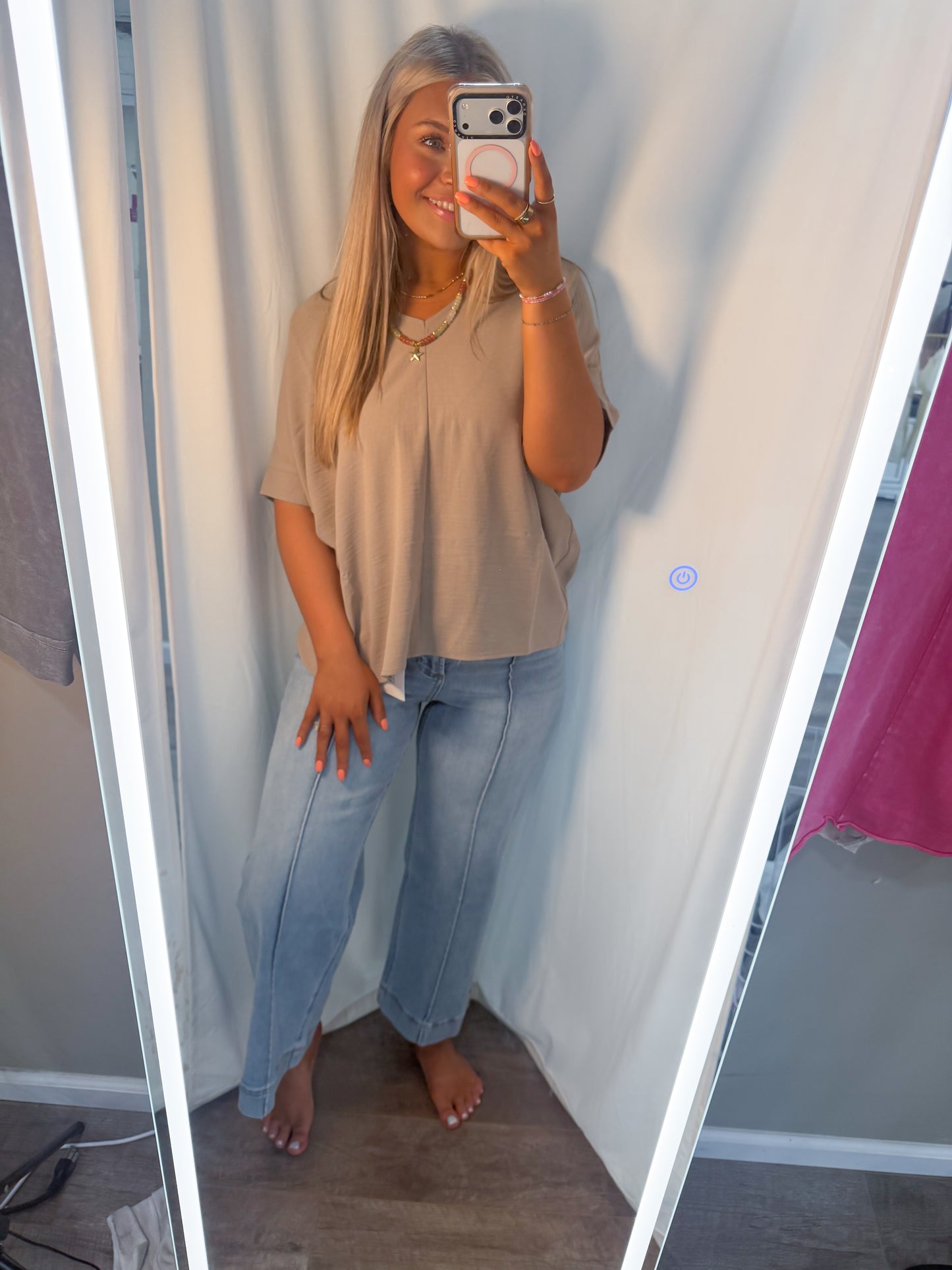 Mocha Woven V-Neck Top