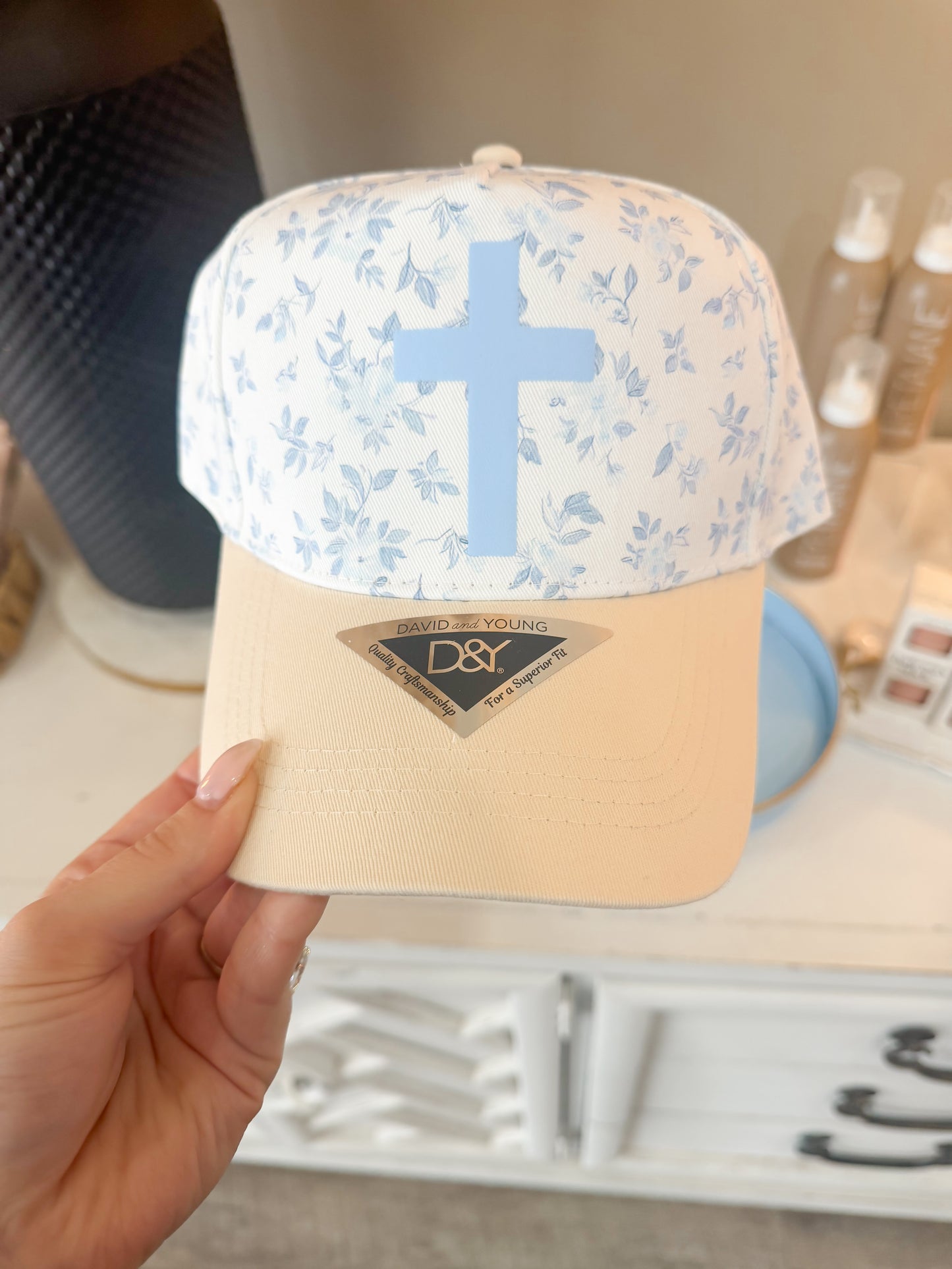 Cross Blue/Floral Trucker