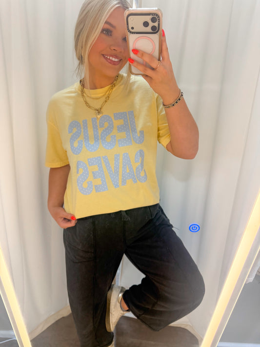 Jesus Saves Polka Dot Graphic Tee