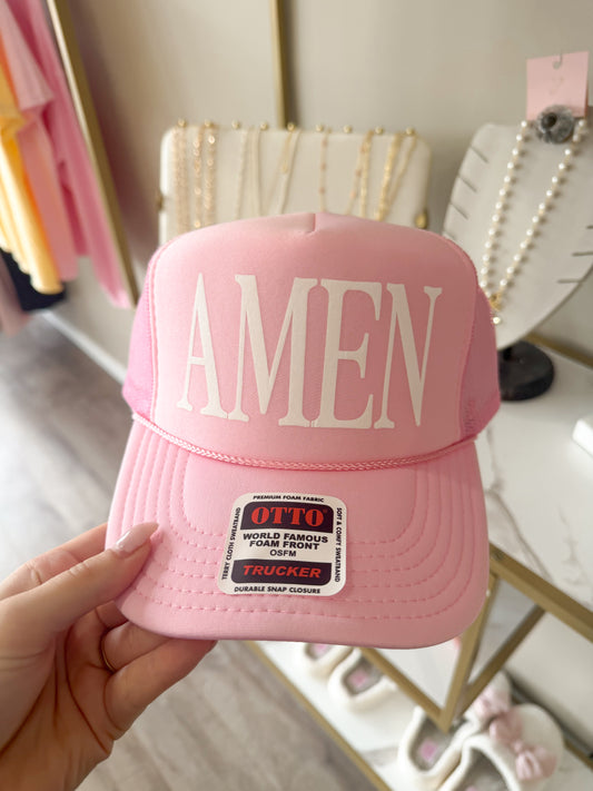 Amen Light Pink Trucker Hat