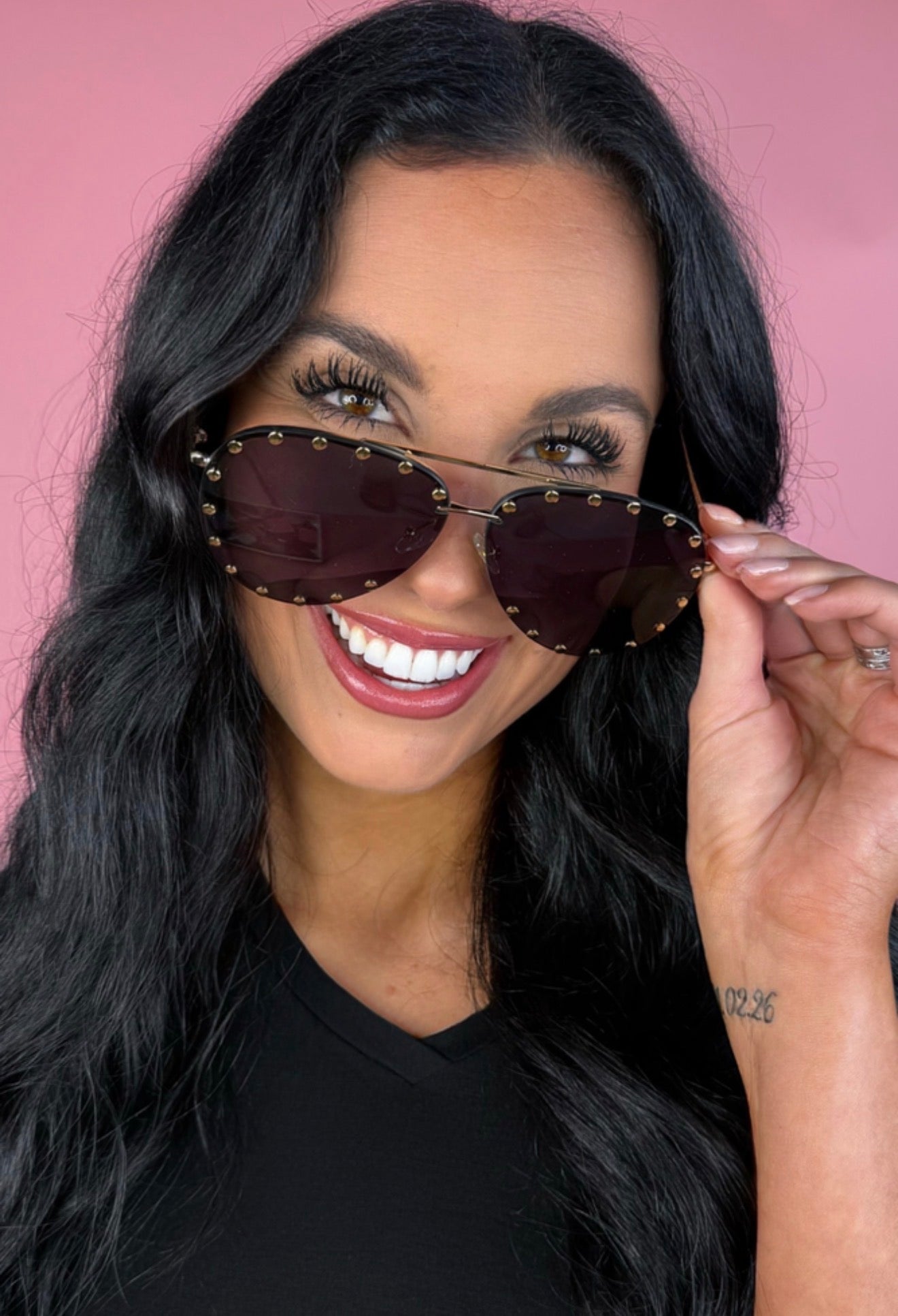 Showstopper Studded Aviator Sunnies