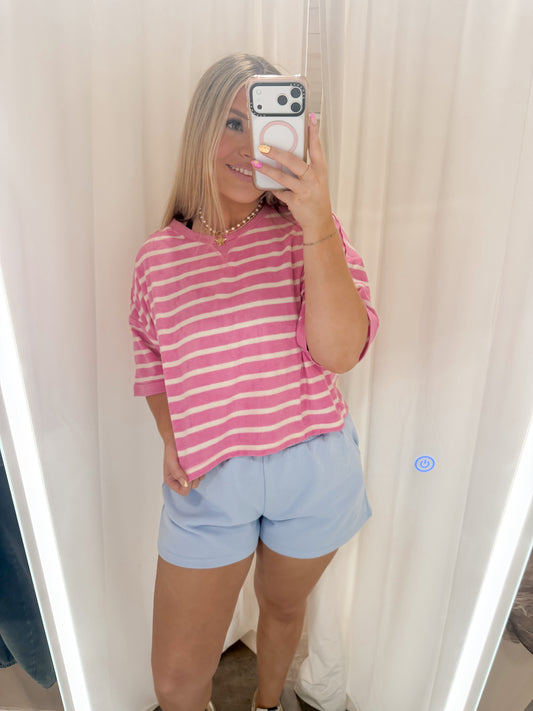 Pretty in pink striped tee