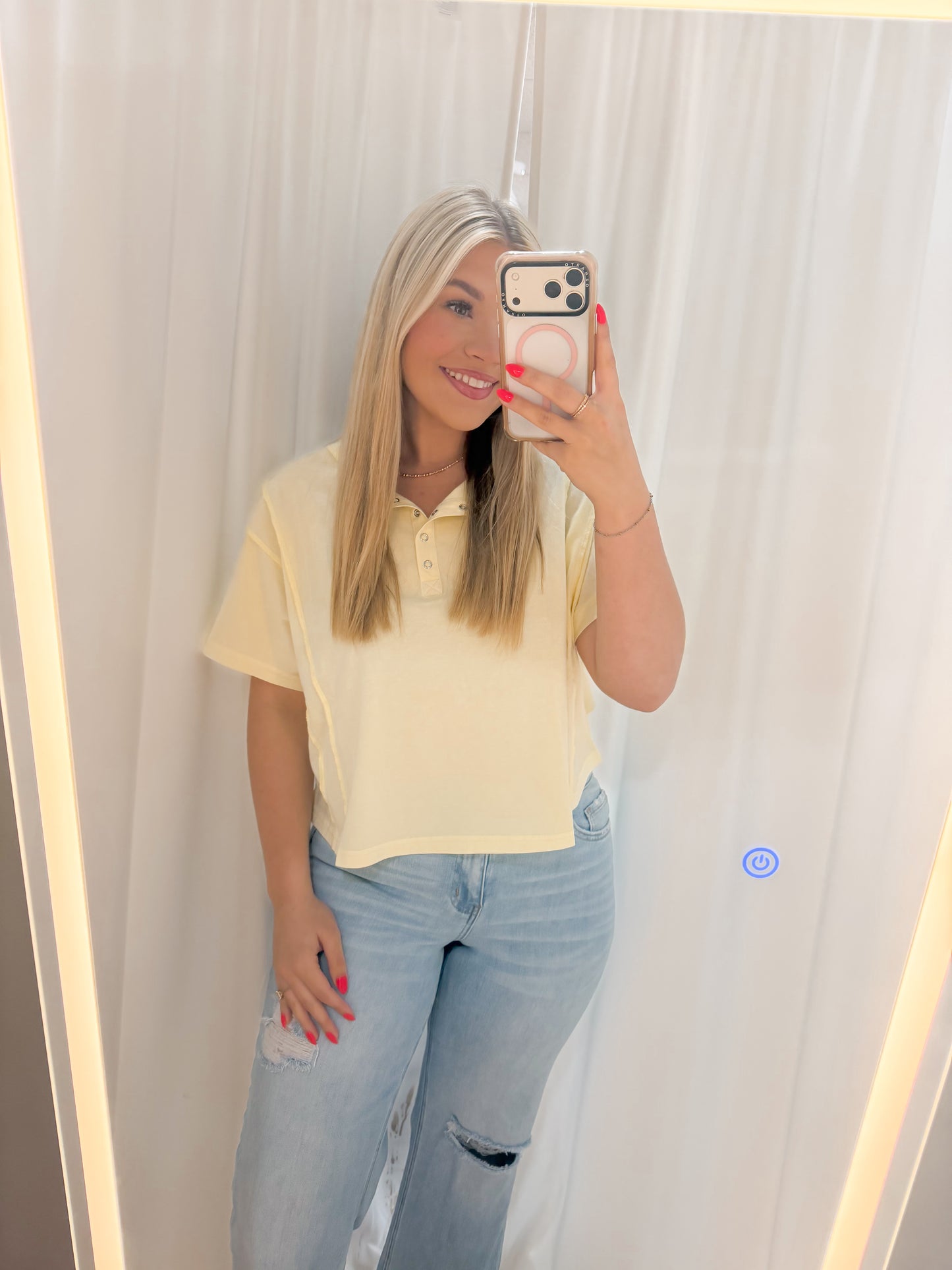 Butter Yellow Henley Top