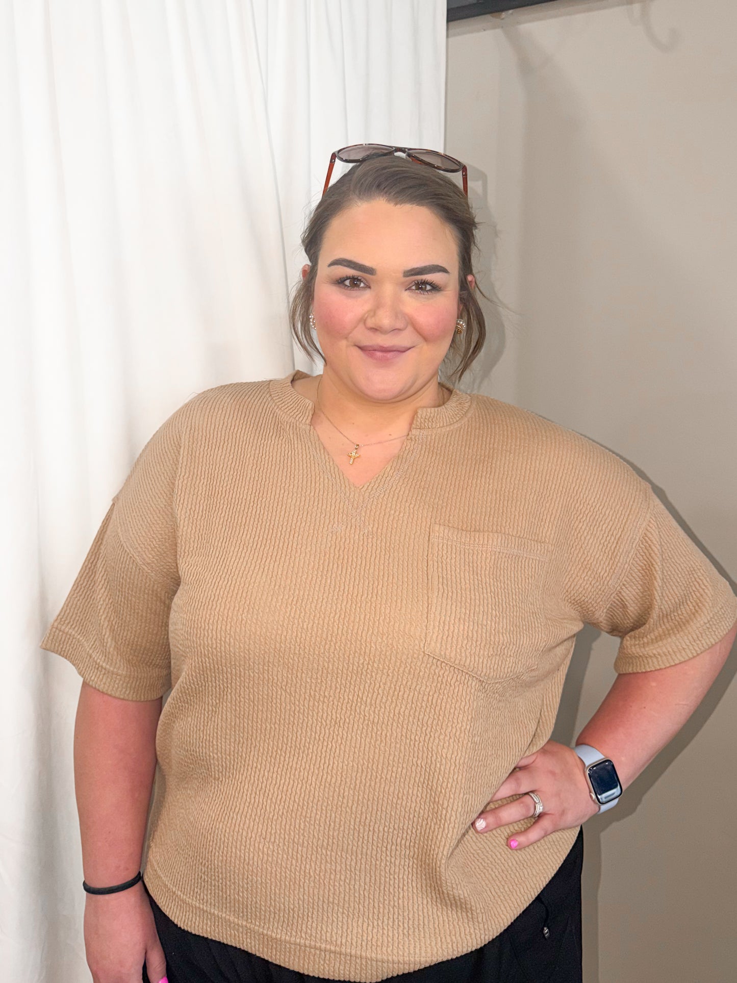 Plus Sized Ribbed V-Neck