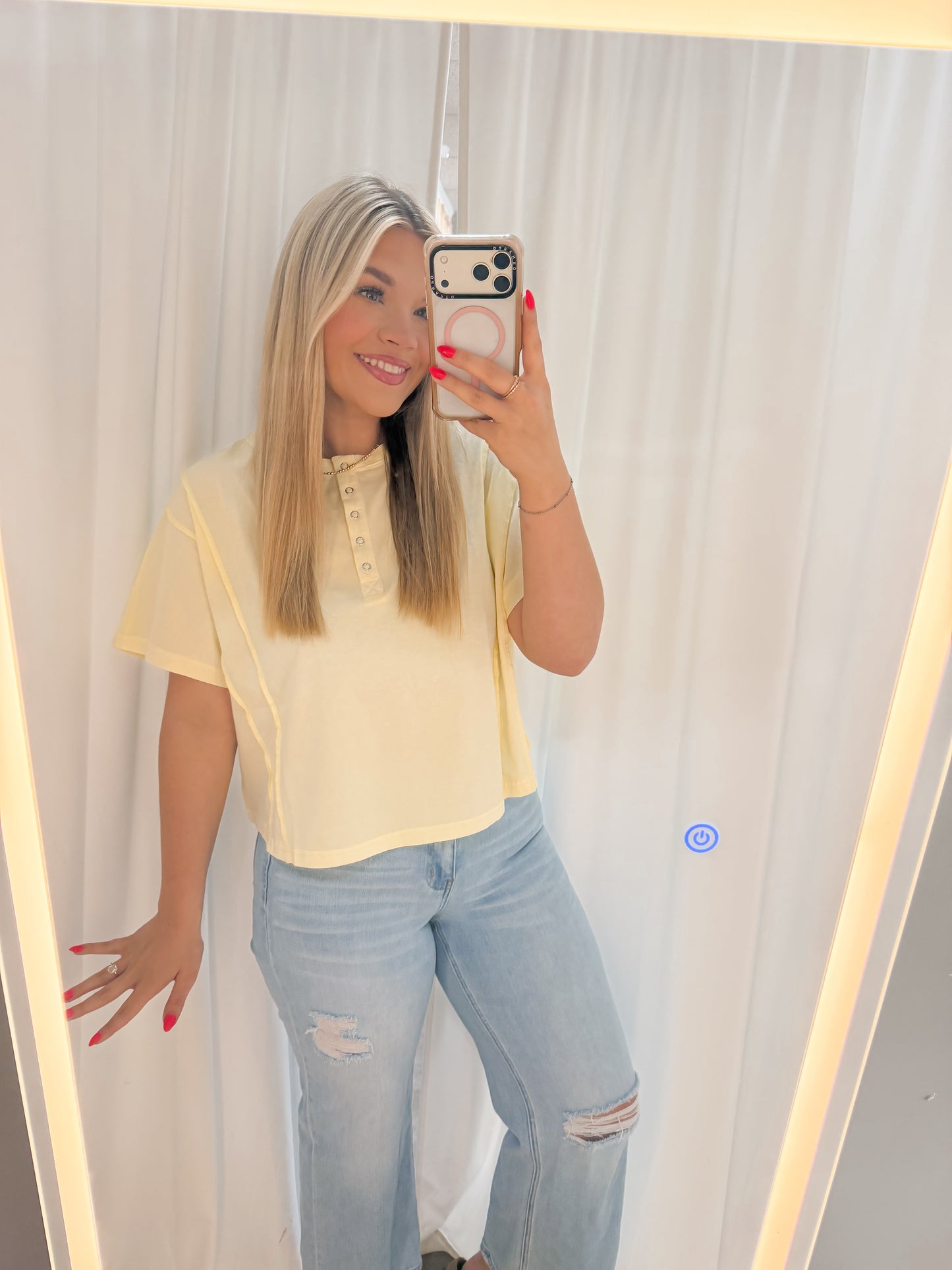 Butter Yellow Henley Top