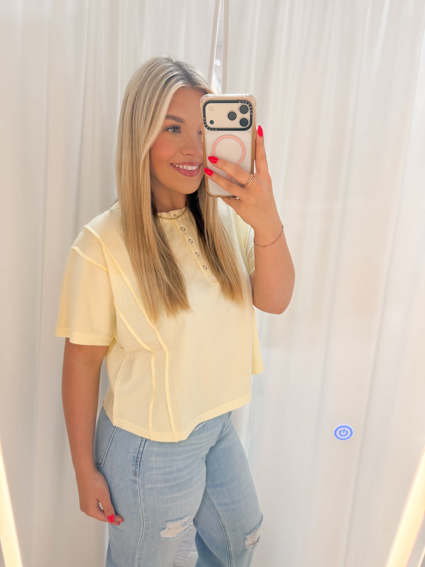 Butter Yellow Henley Top