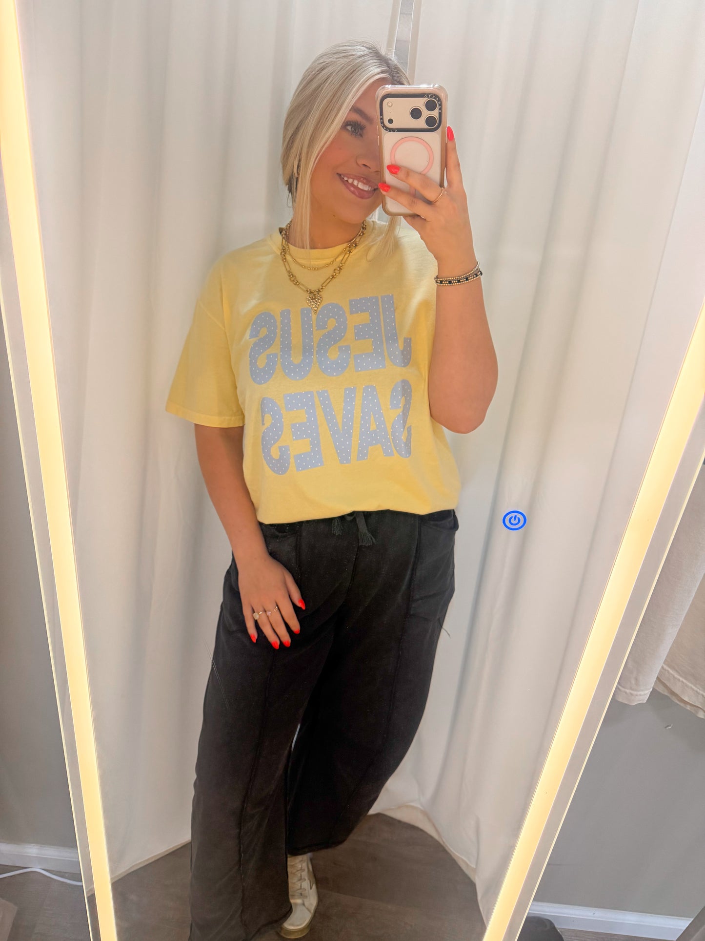 Jesus Saves Polka Dot Graphic Tee