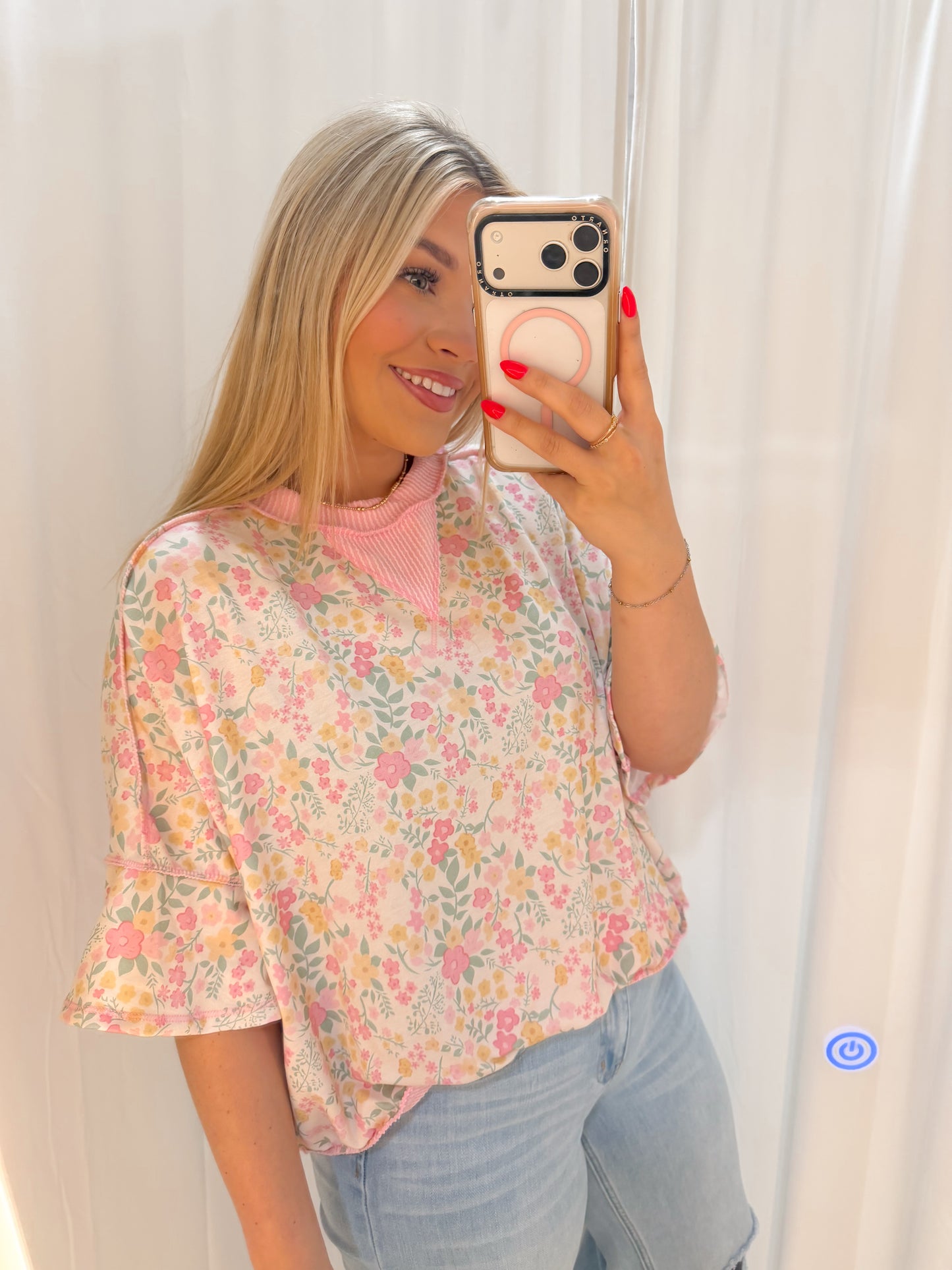 Oversized Flutter Sleeve Floral Top