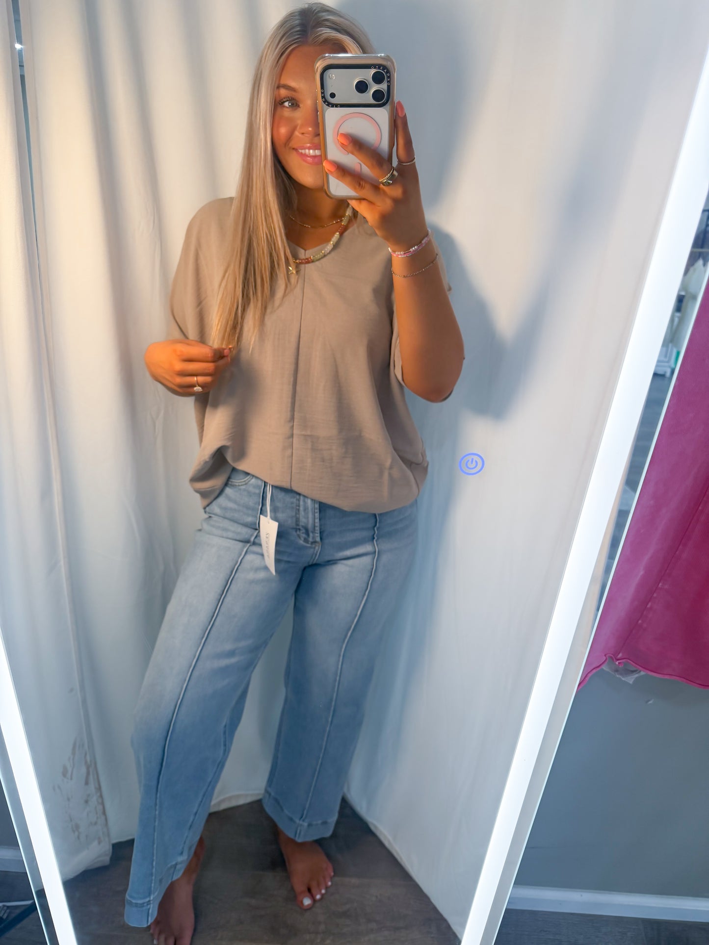 Mocha Woven V-Neck Top