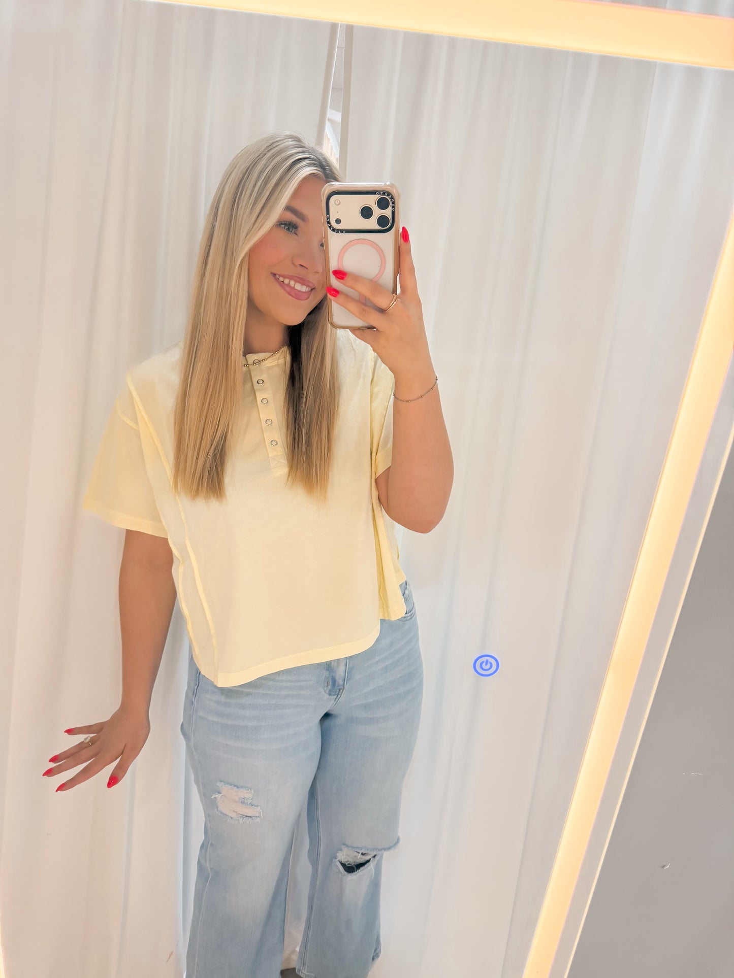 Butter Yellow Henley Top